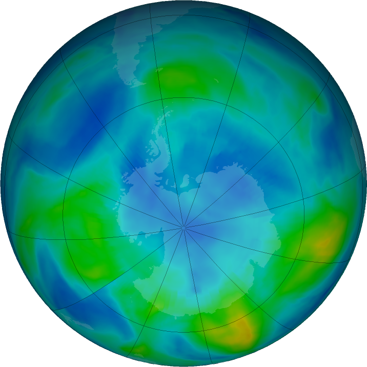 Antarctic ozone map for 18 April 2019